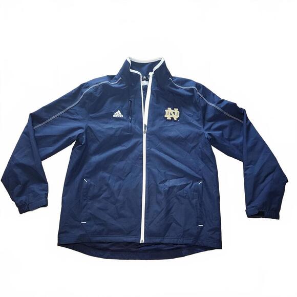 Adidas Notre Dame Men's Navy Blue Lightweight Polyester Jacket Size Large - Picture 1 of 6